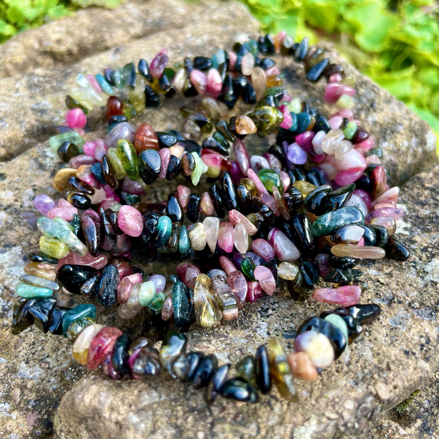 Mixed Tourmaline Chip Bracelets 🖤💗❤️