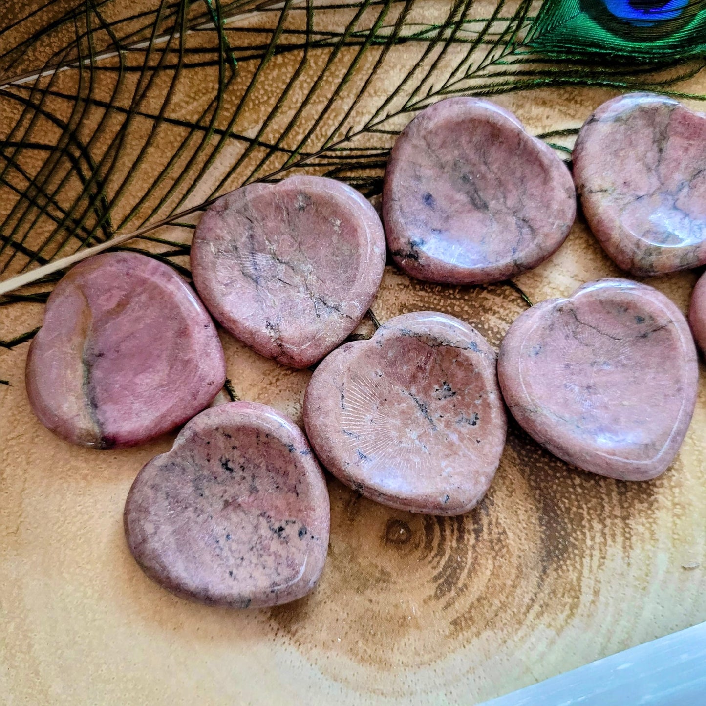 Rhodonite Heart Worry Stones