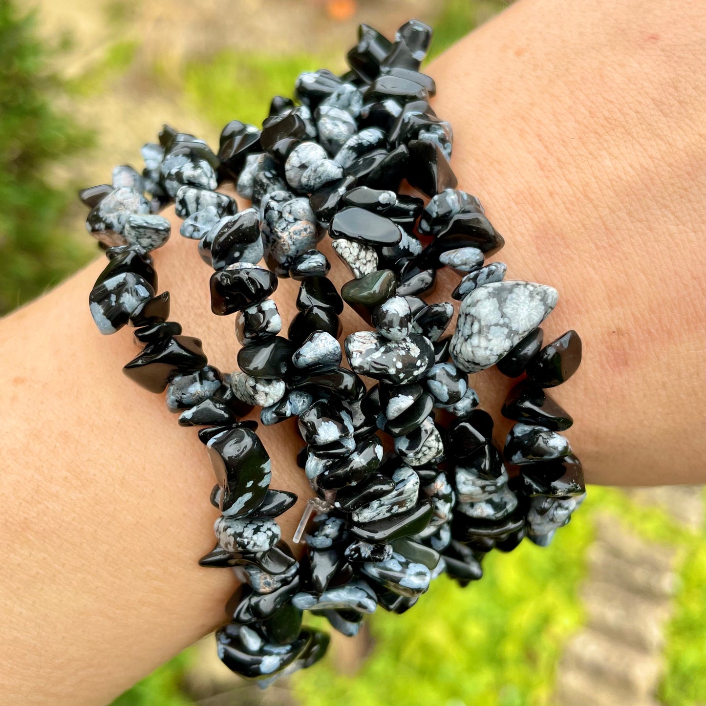 Snowflake Obsidian Chip Bracelets 🤍🖤🤍