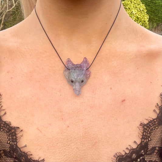 Rainbow Fluorite Wolf Choker Necklace