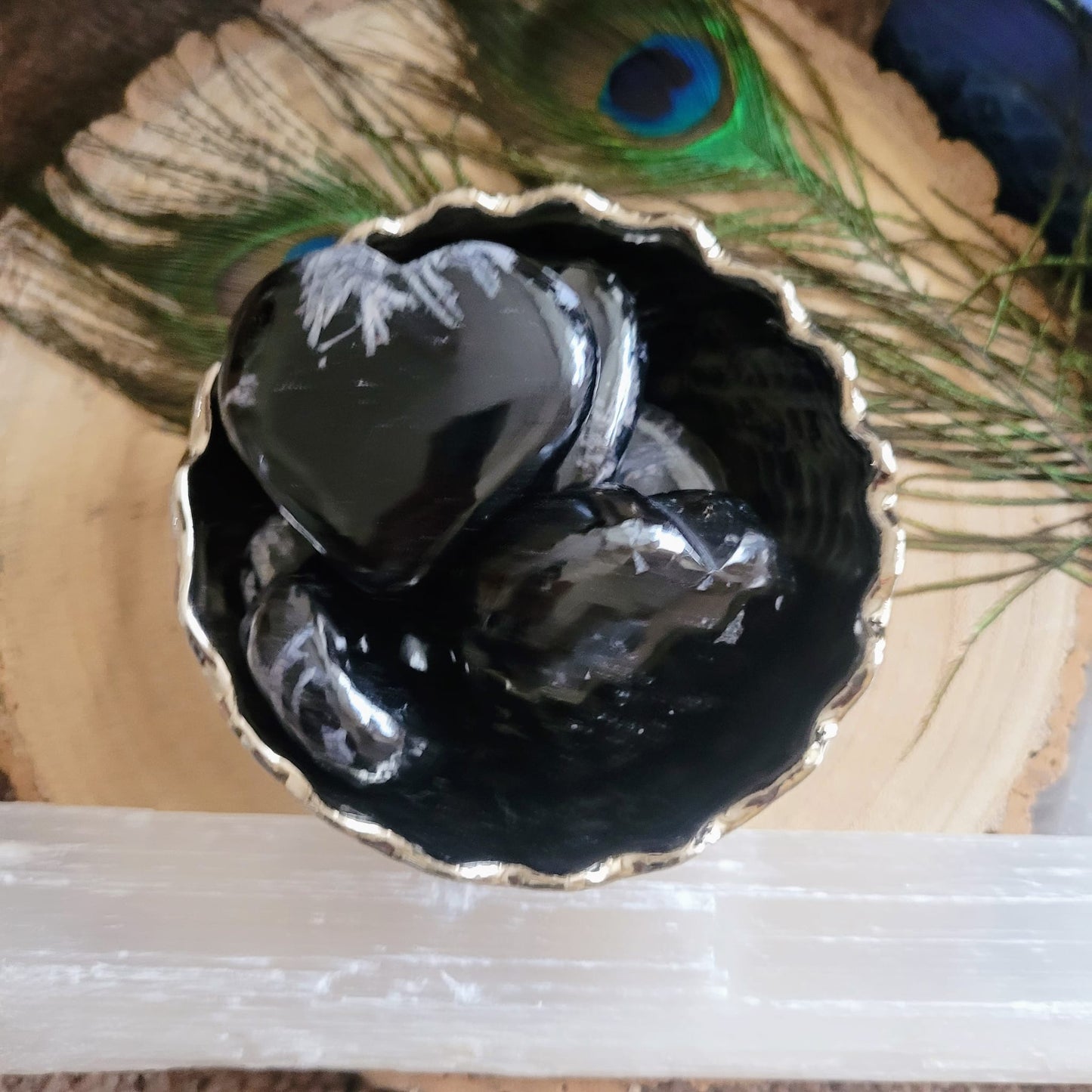 Clear Quartz in Black Tourmaline Hearts 6-7cm