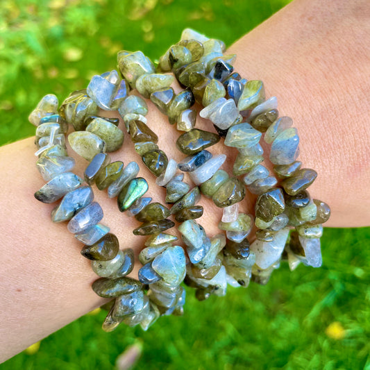 Labradorite Chip Bracelets 💚💙💚