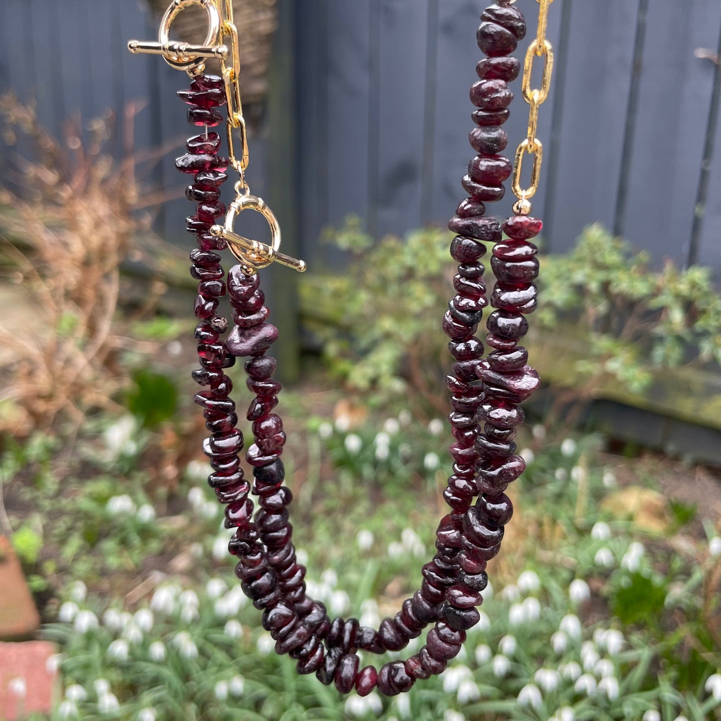 Red Garnet Chip Choker Necklace