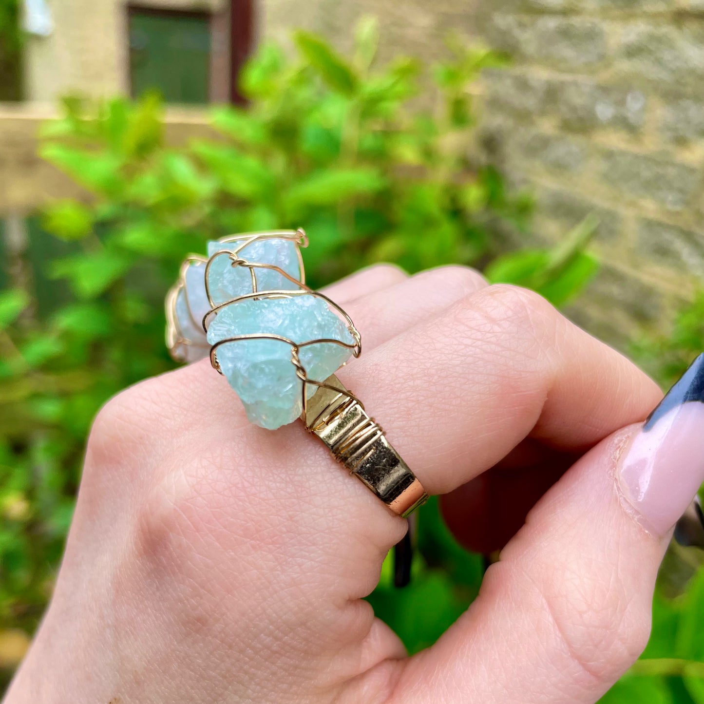 Green Fluorite Wire Wrapped Ring 💫💚