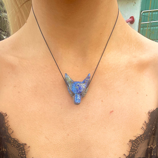 Lapis Lazuli Wolf Choker Necklace