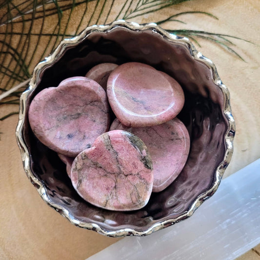 Rhodonite Heart Worry Stones