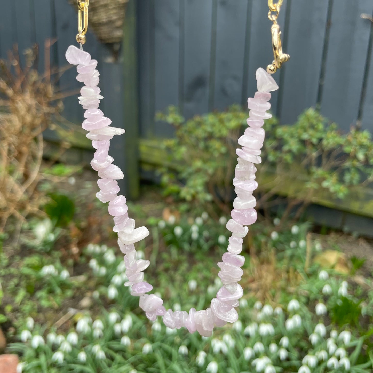 Kunzite Chip Choker Necklace