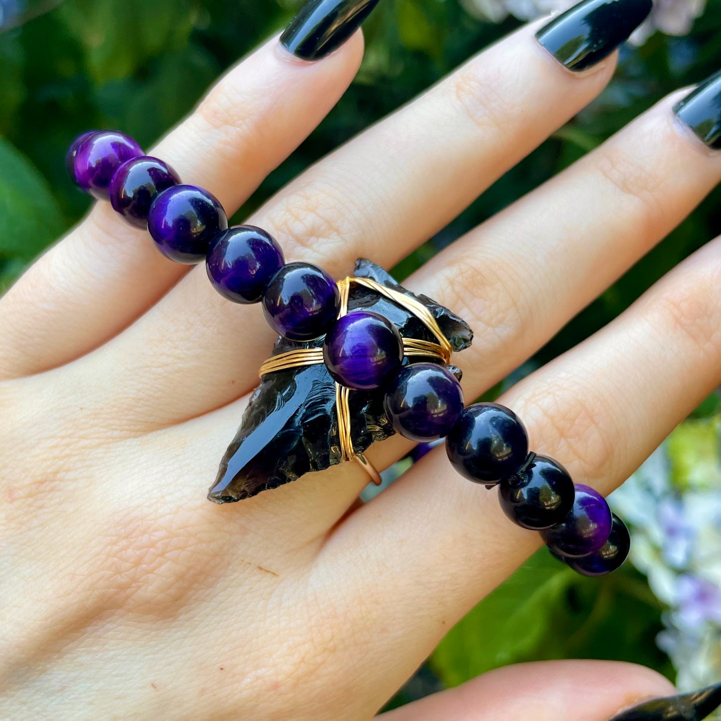 Purple Tigers Eye Beaded Bracelet 🔮🐅💜