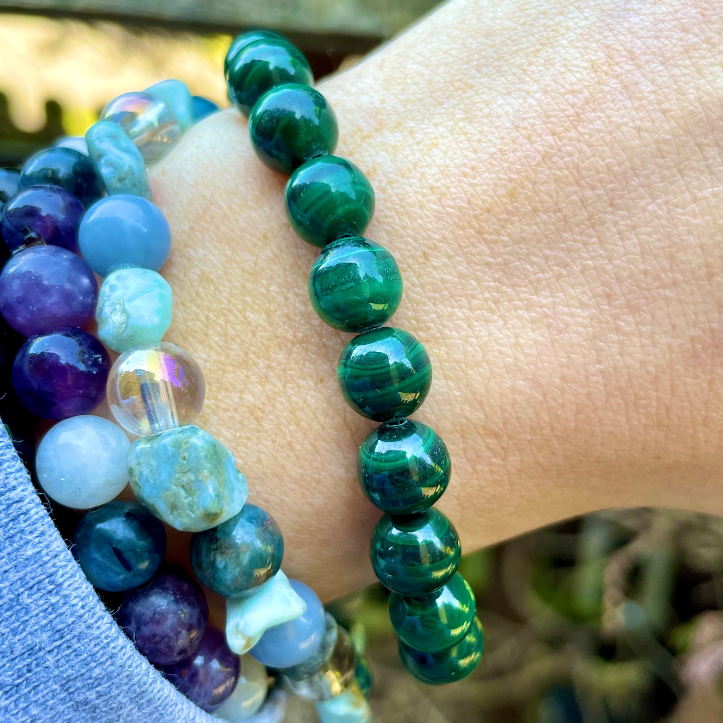 Malachite Beaded Bracelet 💚🖤💚