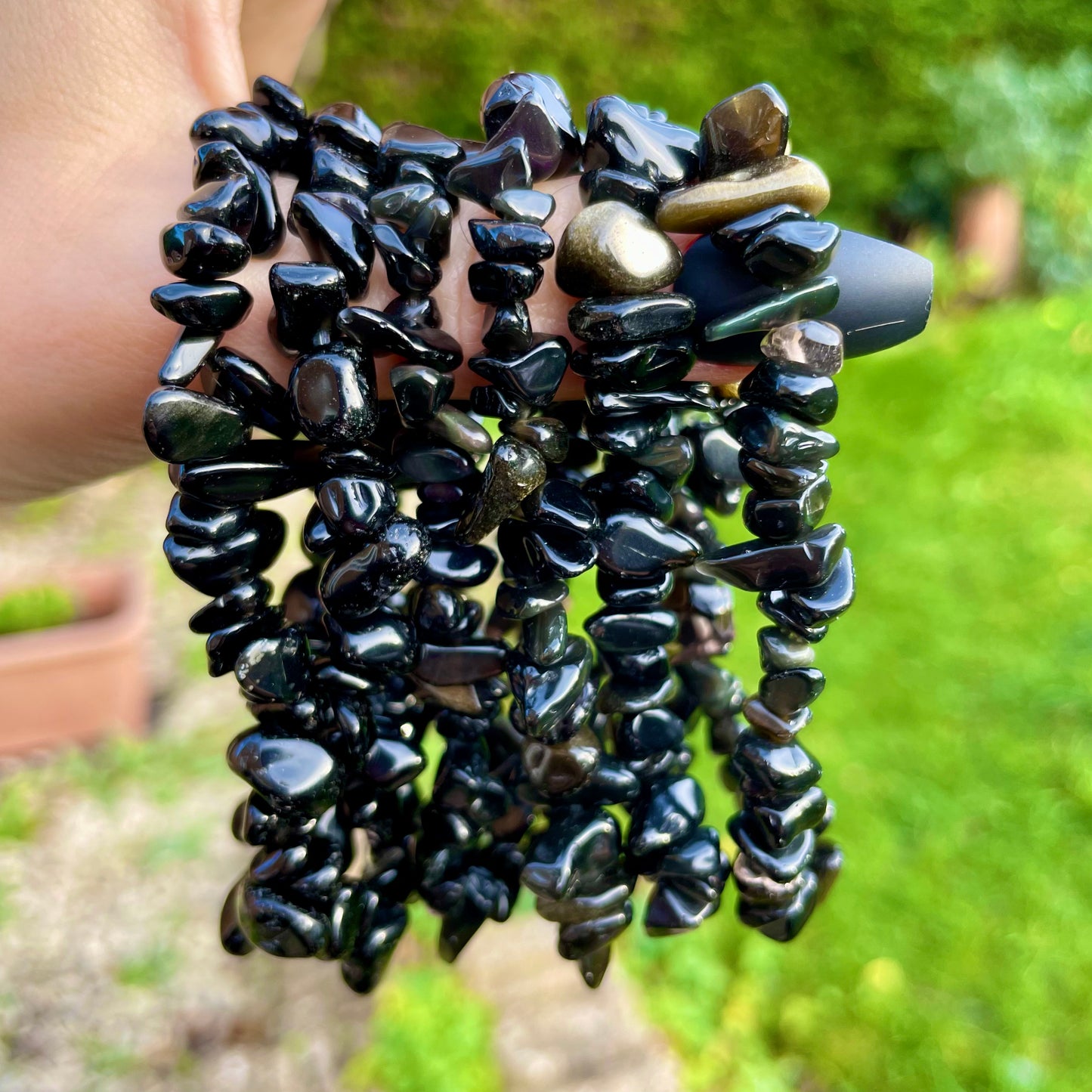 Black Obsidian Chip Bracelets 🖤🖤🖤