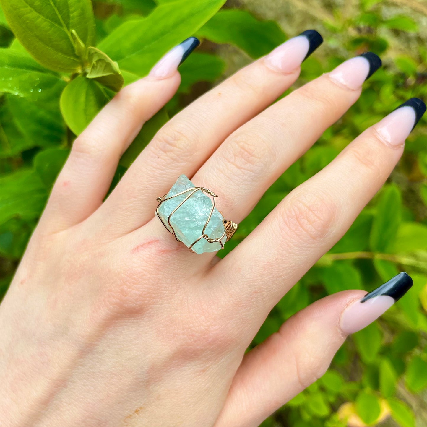 Green Fluorite Wire Wrapped Ring 💫💚