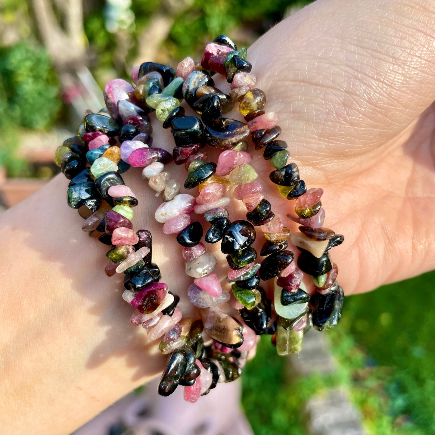 Mixed Tourmaline Chip Bracelets 🖤💗❤️