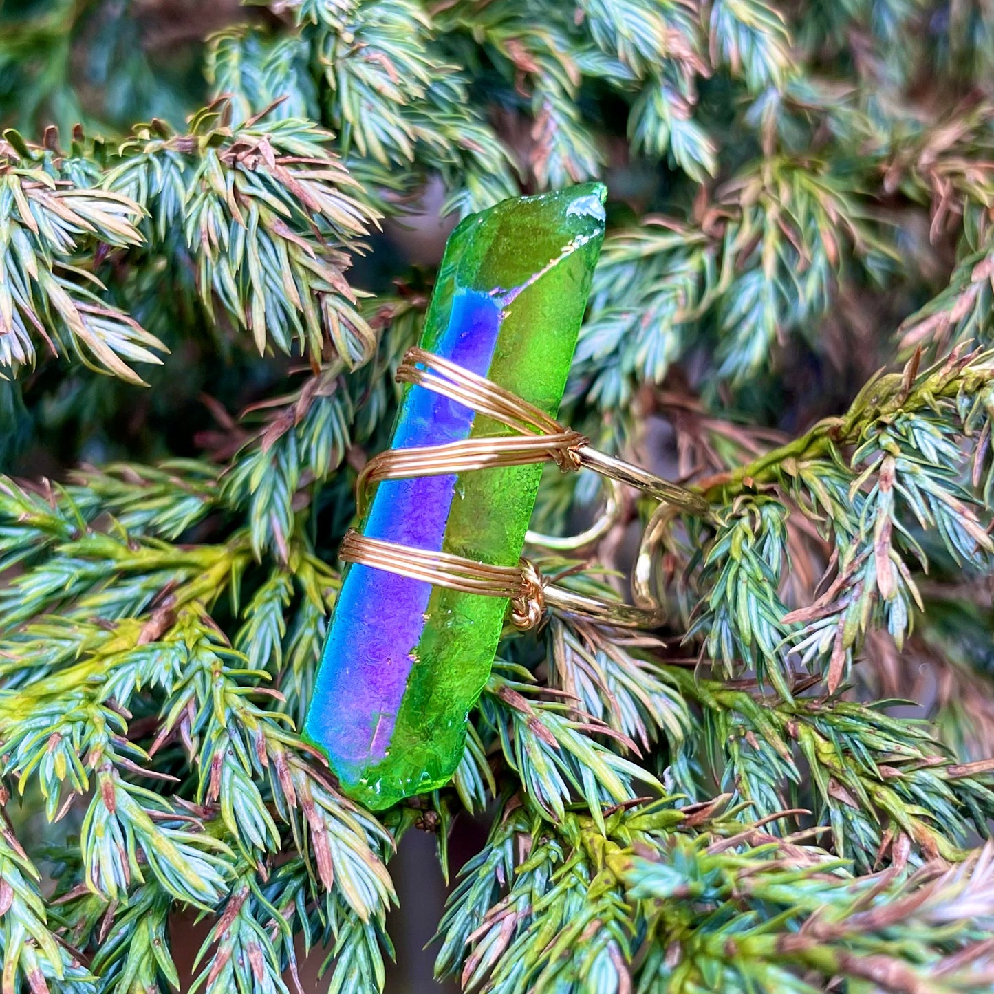 Apple Aura Quartz Wire Wrapped Rings 🍏💍✨