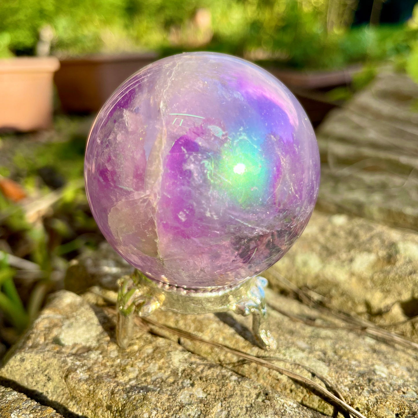 Aura Amethyst Sphere With Stand 🔮🌈