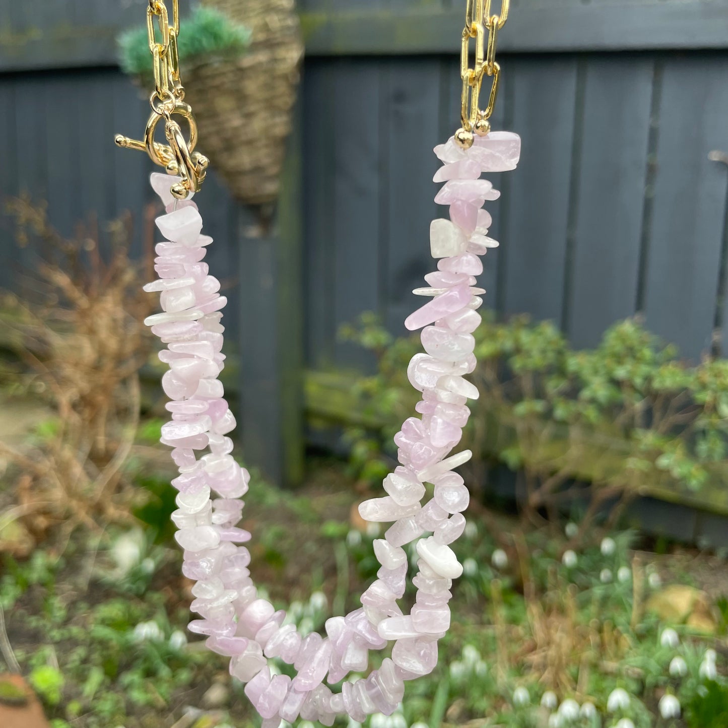 Kunzite Chip Choker Necklace