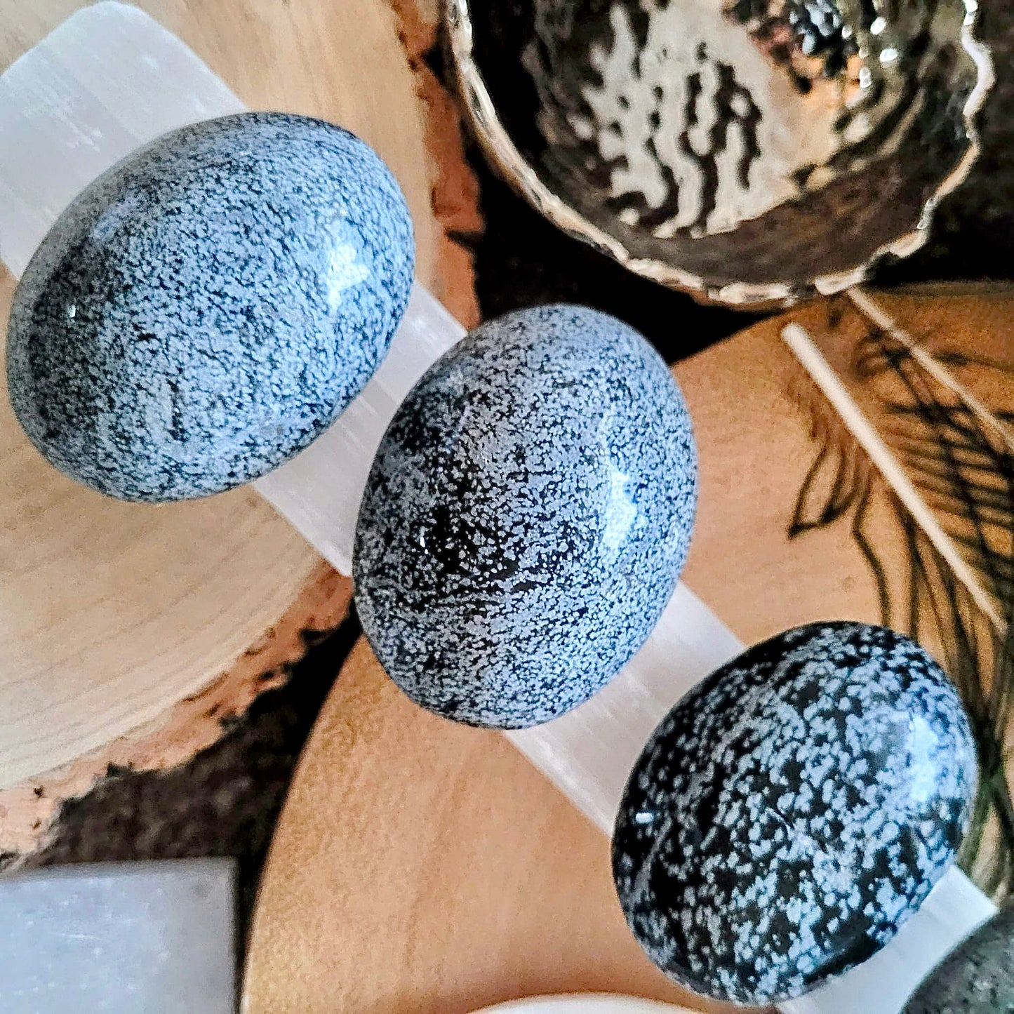 Snowflake Obsidian Palm Stones 6cm