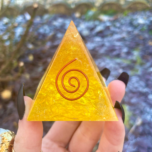 Citrine Orgonite Pyramid 50mm with Copper Coil 🧡💛