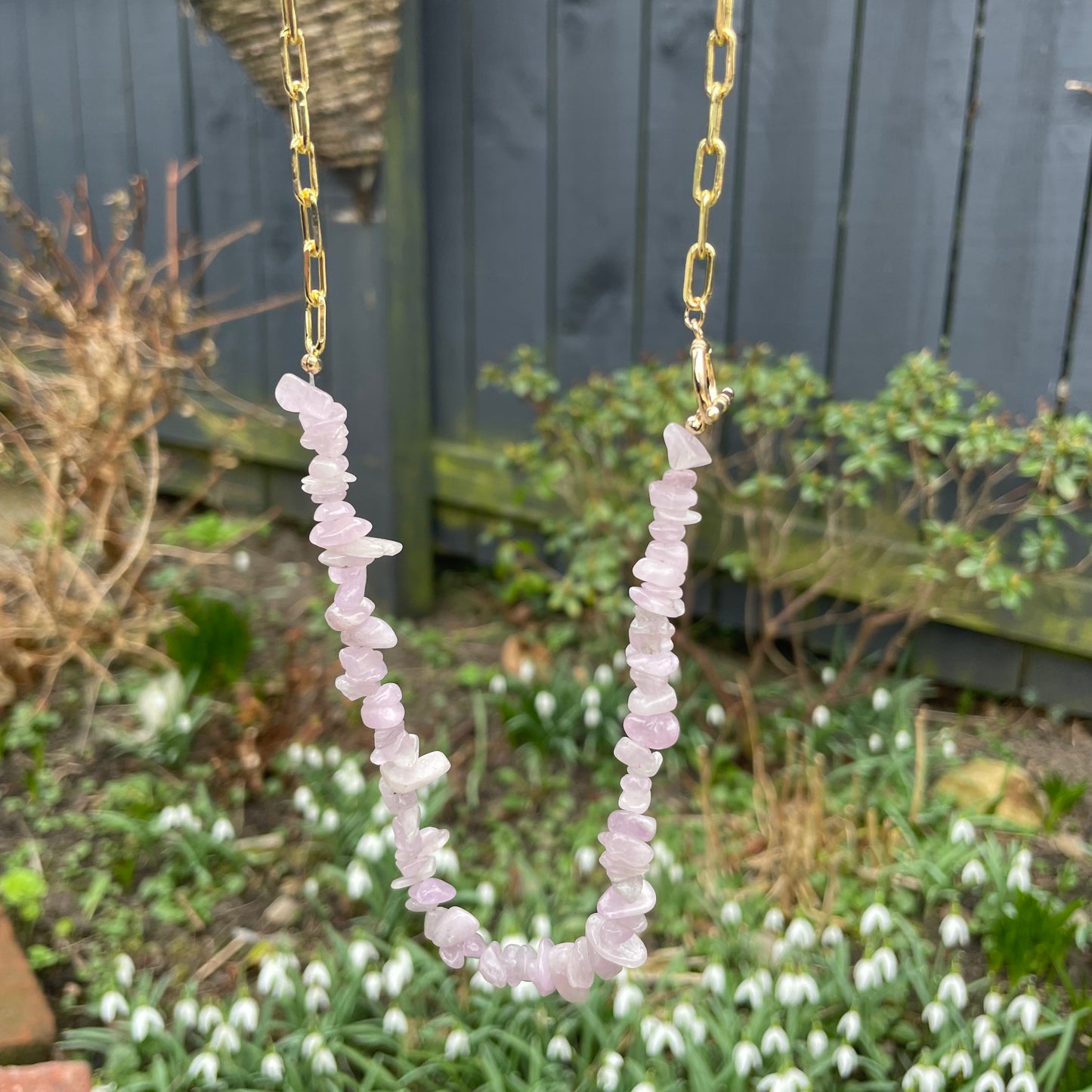 Kunzite Chip Choker Necklace