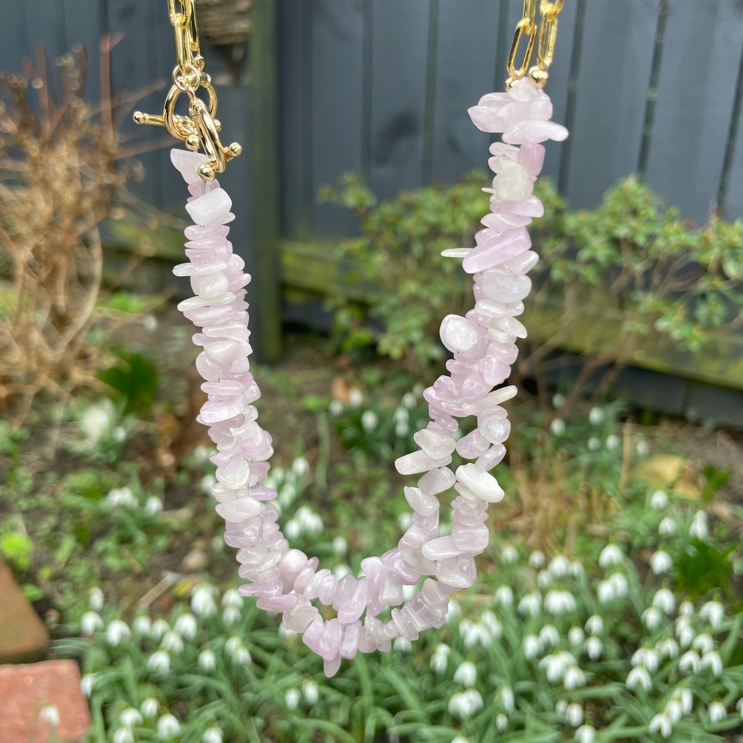 Kunzite Chip Choker Necklace