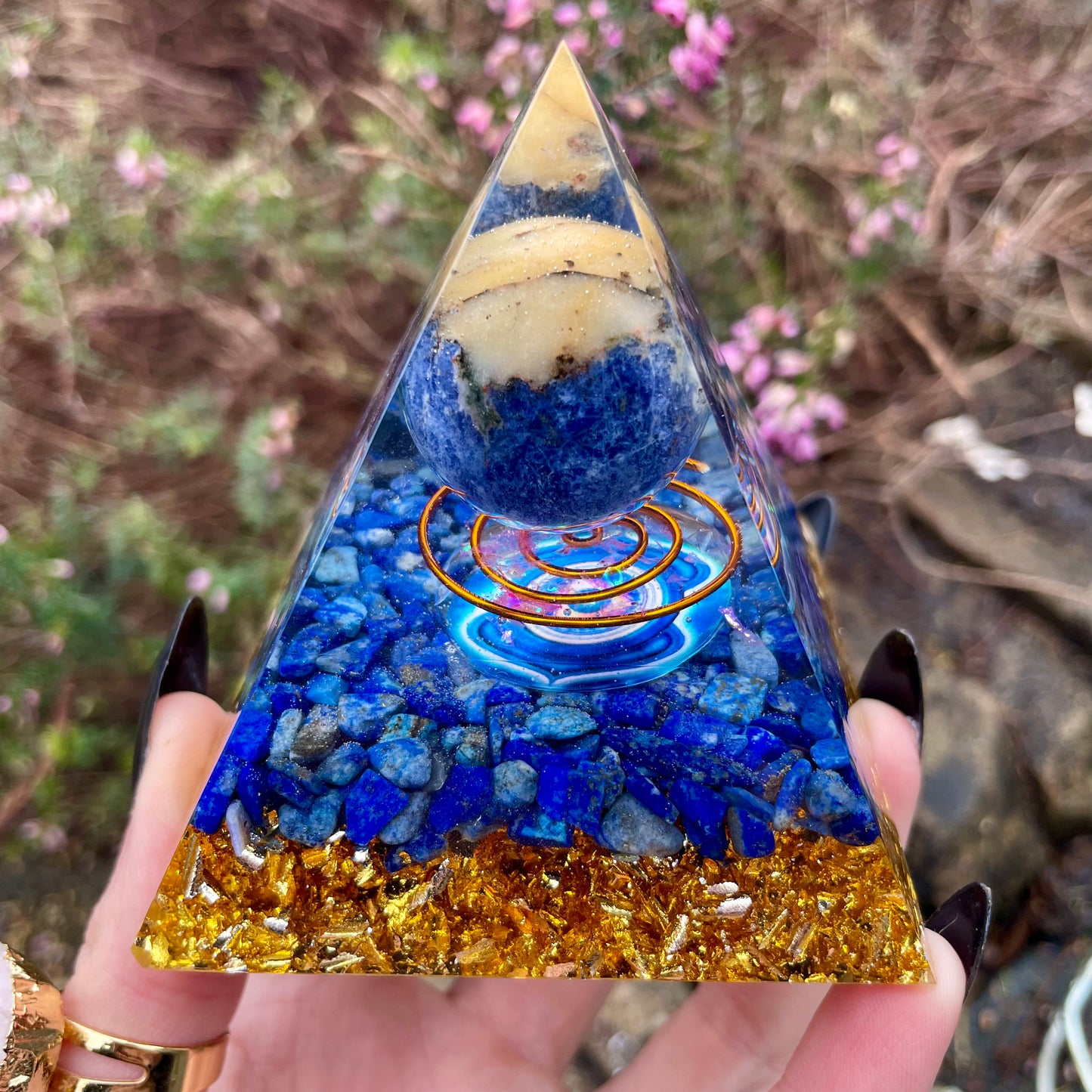 Lapis Lazuli and Sodalite Orgonite Pyramid ✨💙 3 Inches
