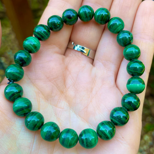 Malachite Beaded Bracelet 💚🖤💚