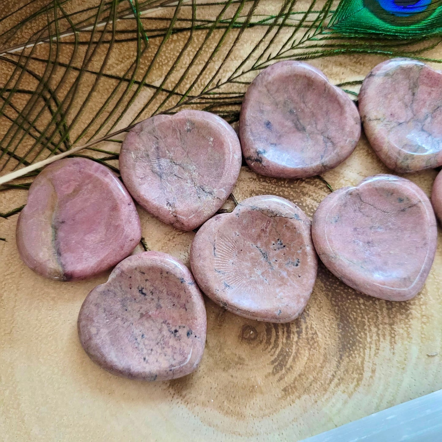 Rhodonite Heart Worry Stones