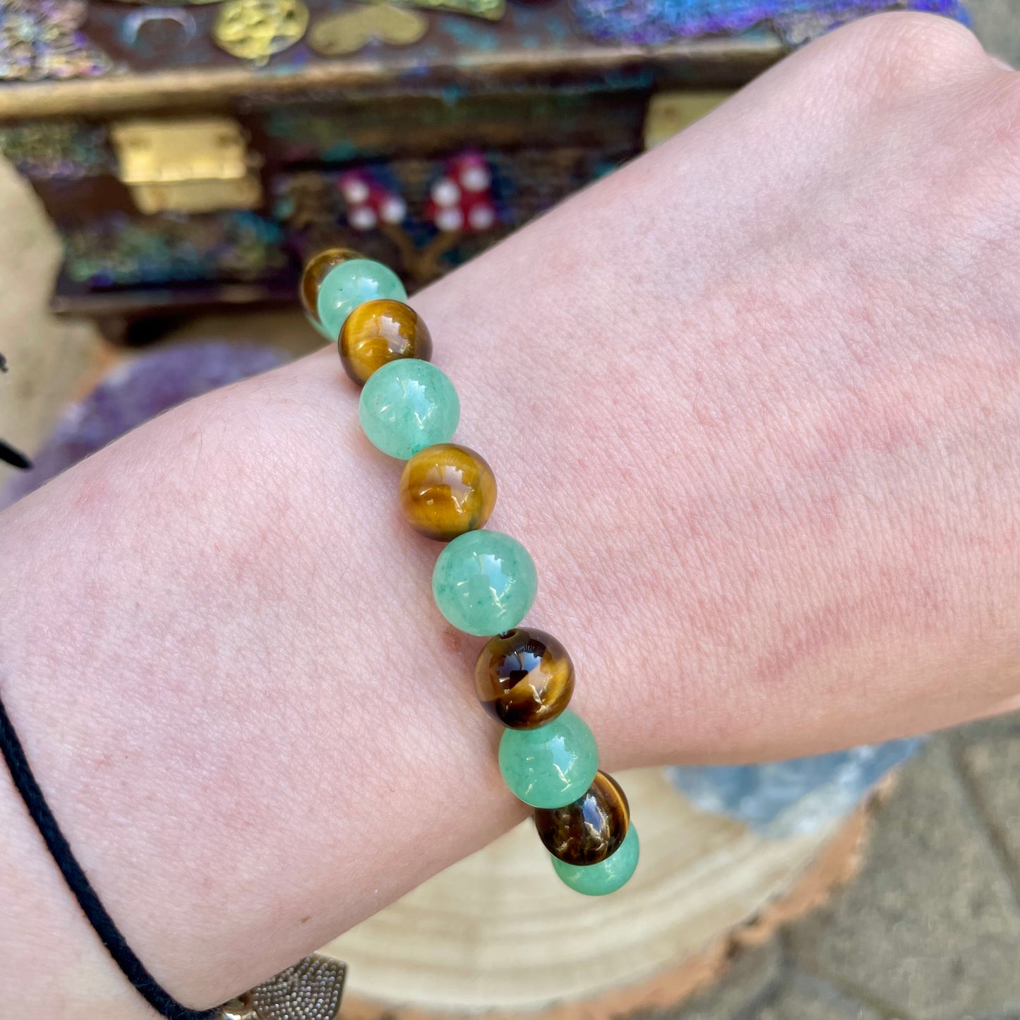 White Witch Good Luck Beaded Bracelet & Tumblestone 🍀👁🧙‍♀️