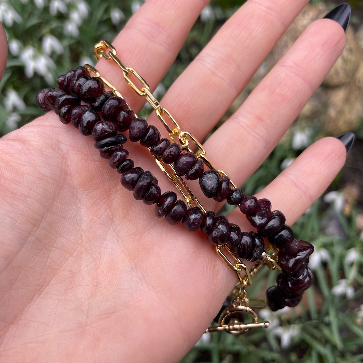 Red Garnet Chip Choker Necklace
