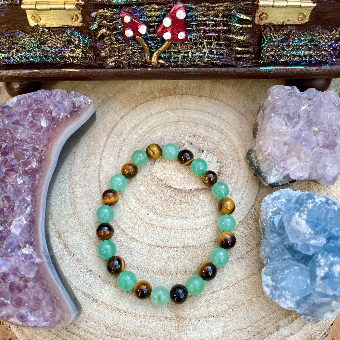 White Witch Good Luck Beaded Bracelet & Tumblestone 🍀👁🧙‍♀️