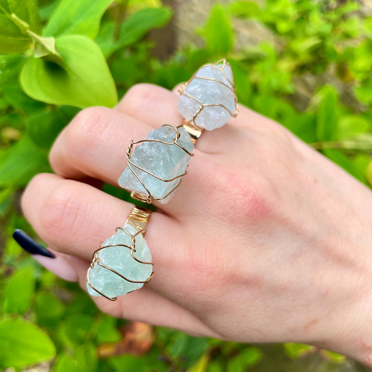 Green Fluorite Wire Wrapped Ring 💫💚