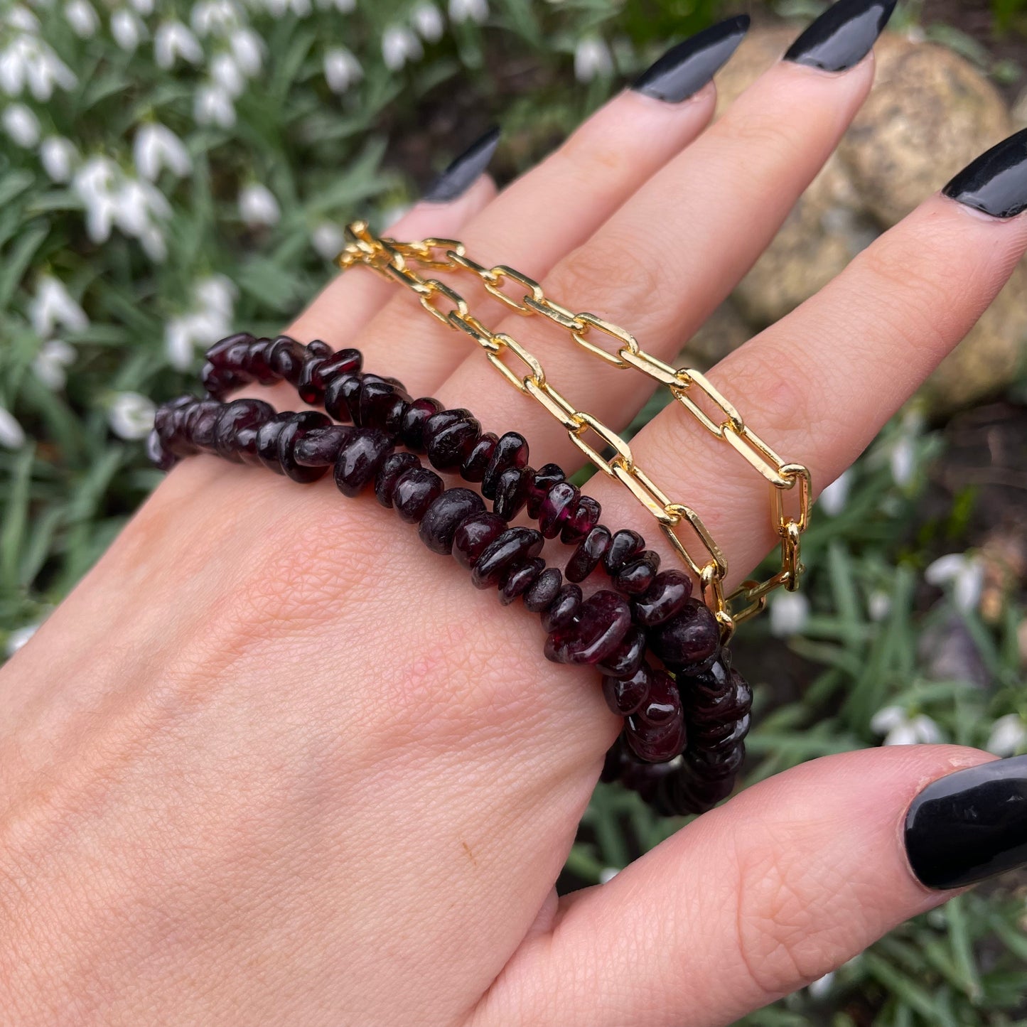Red Garnet Chip Choker Necklace