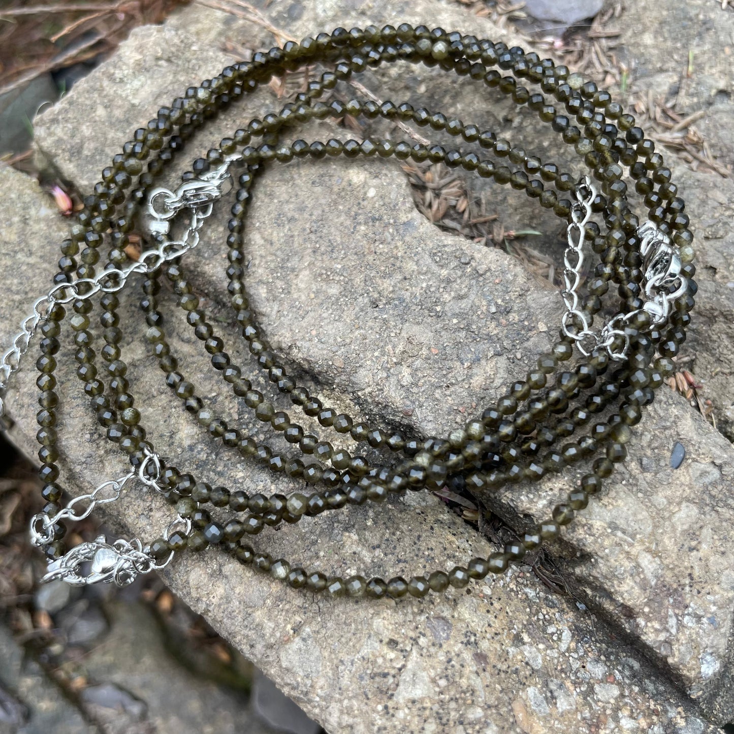 Golden Sheen Obsidian Choker Necklace