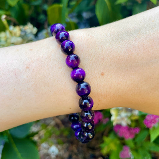 Purple Tigers Eye Beaded Bracelet 🔮🐅💜
