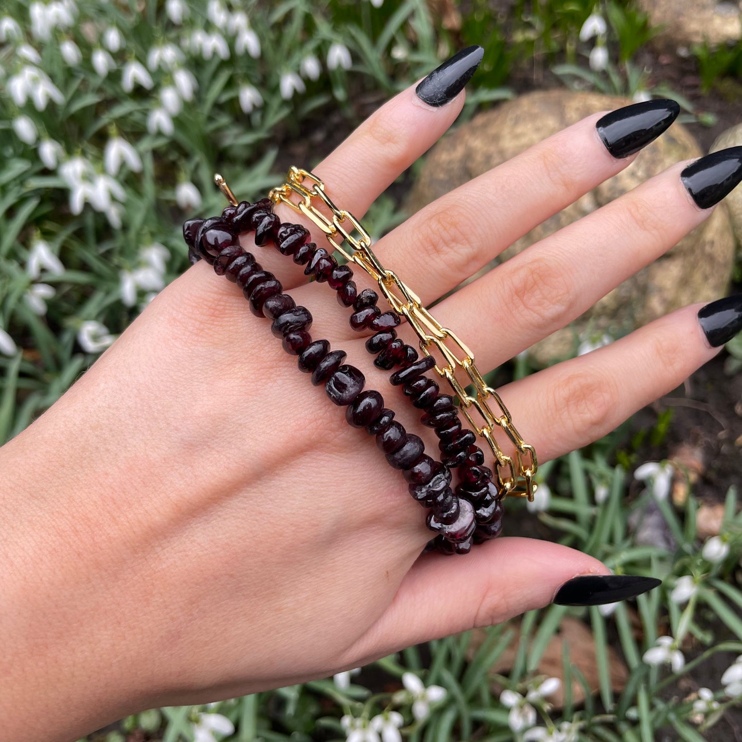 Red Garnet Chip Choker Necklace