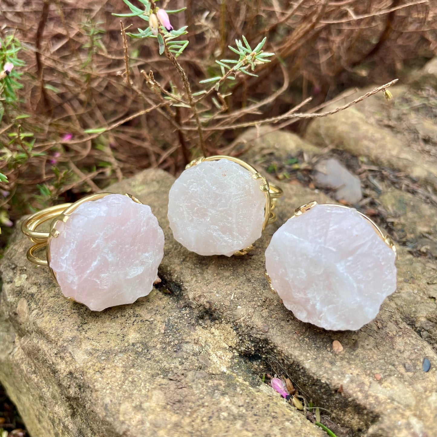 Rose Quartz Raw Statement Ring 🌸