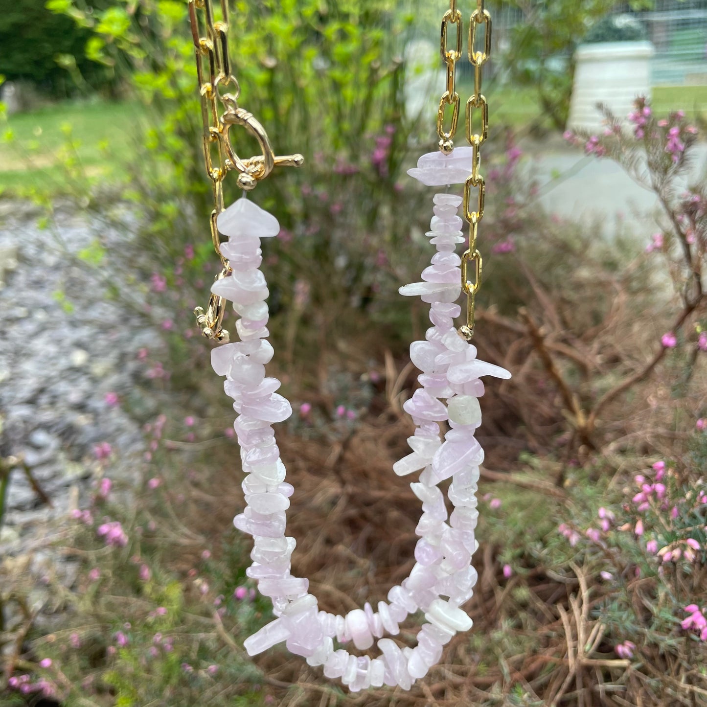 Kunzite Chip Choker Necklace