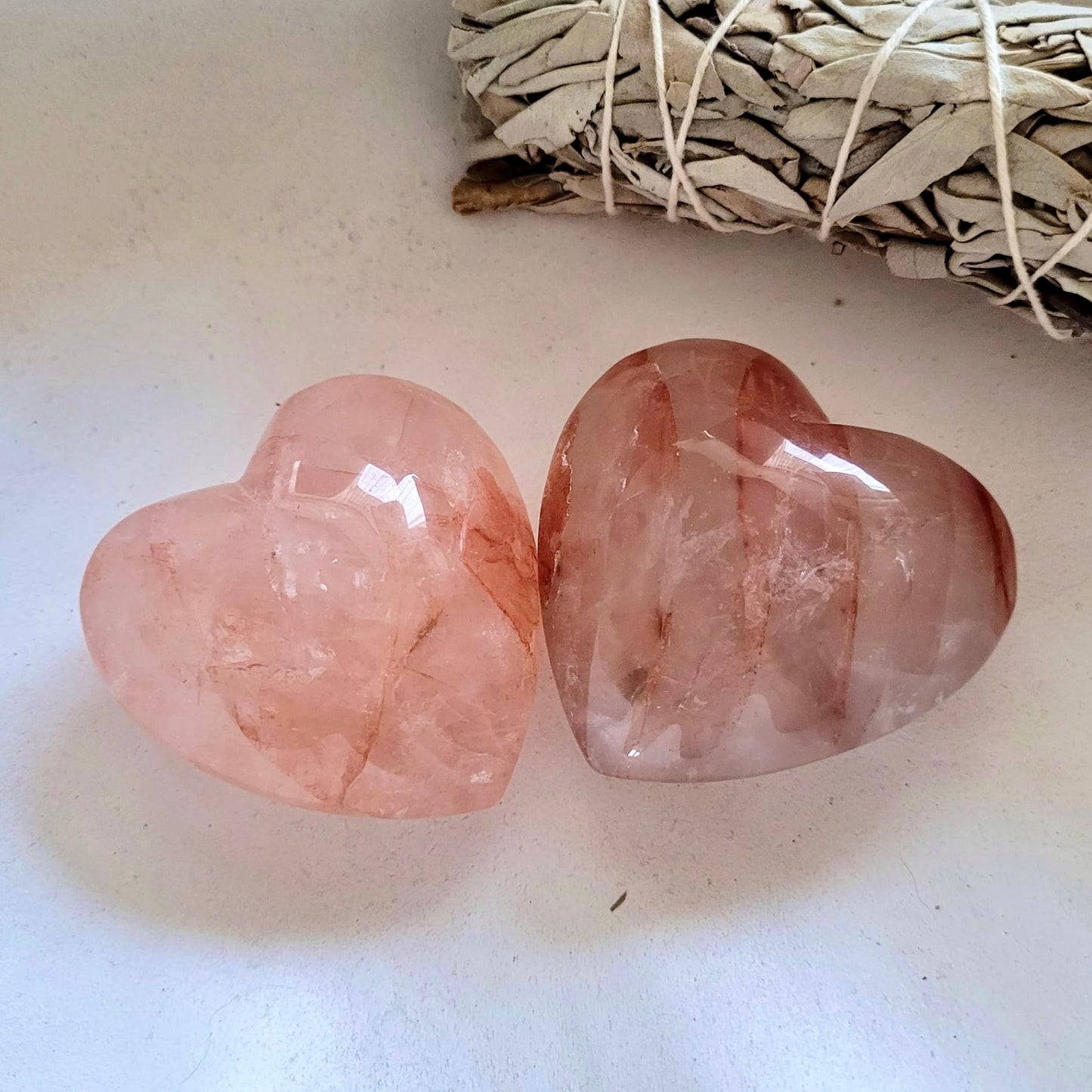 Fire Hematoid Quartz Hearts 5-6cm