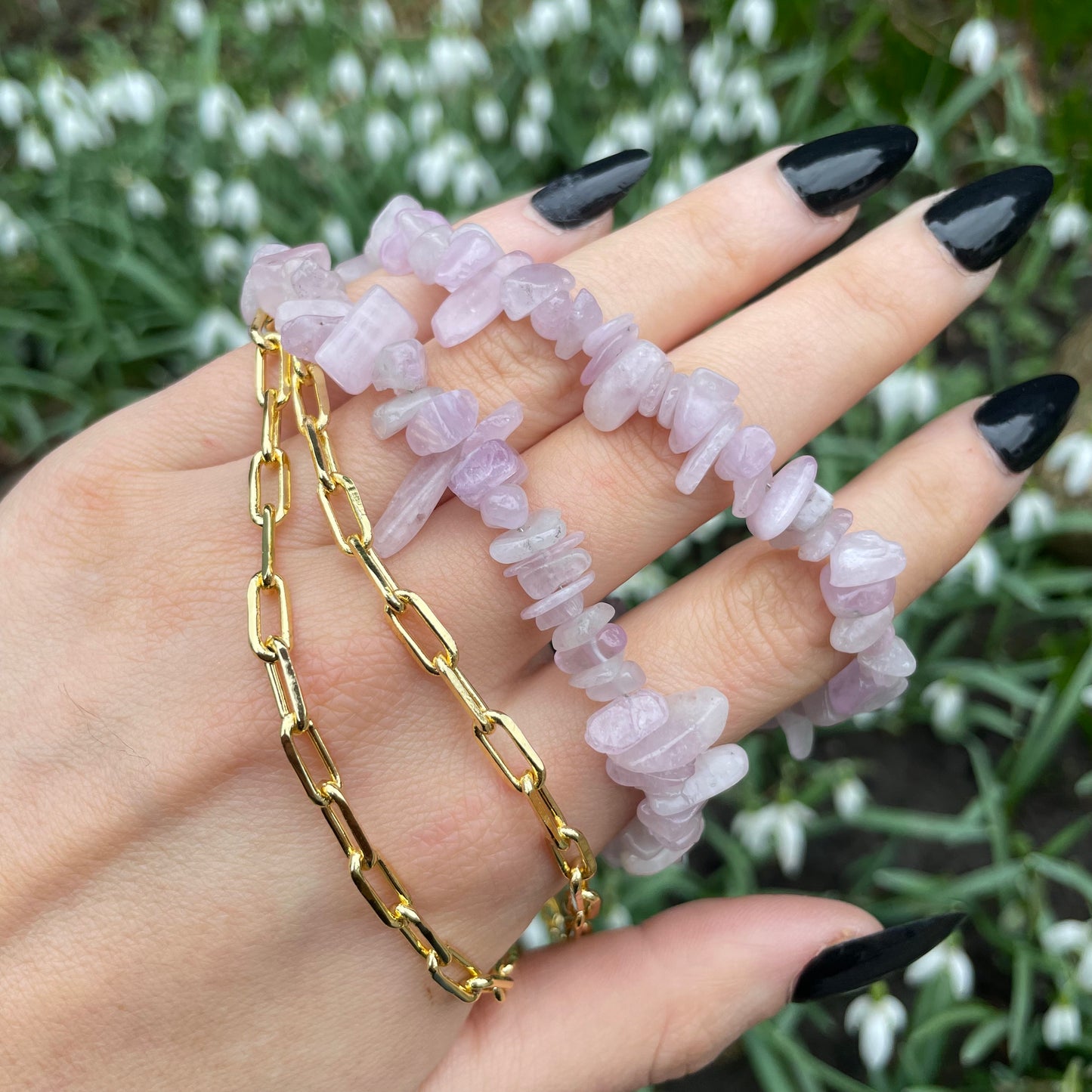 Kunzite Chip Choker Necklace