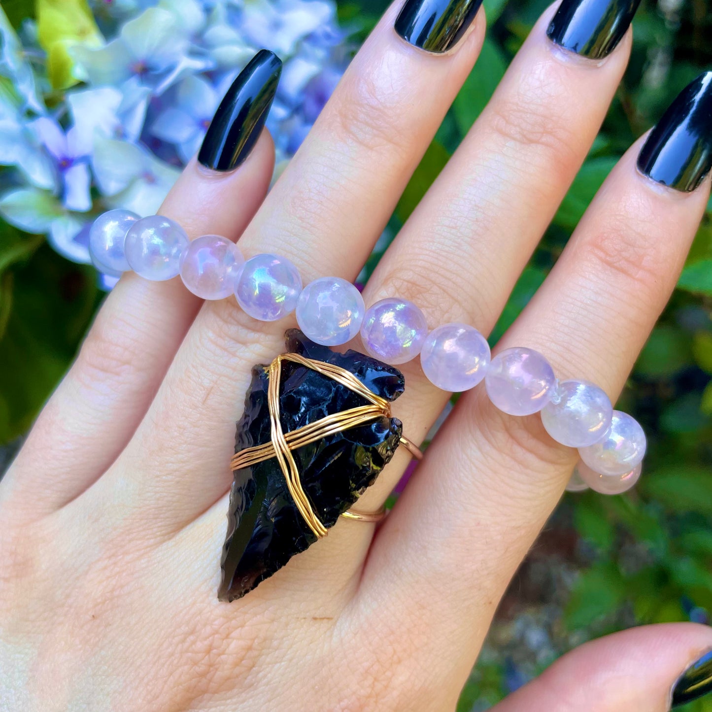 Rose Aura Quartz Beaded Bracelet 💗🔮🌈