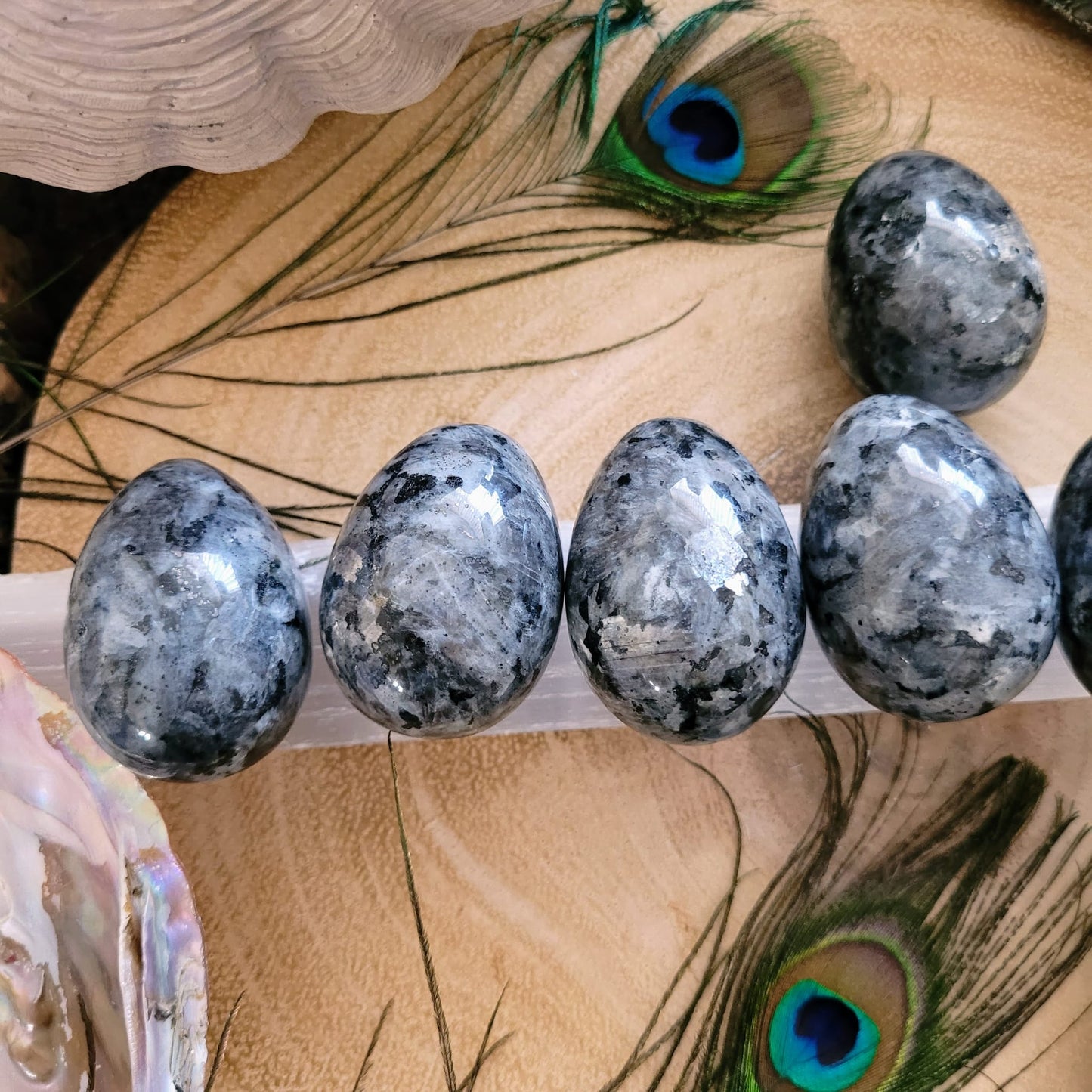 Black Moonstone Larvikite 5cm Eggs