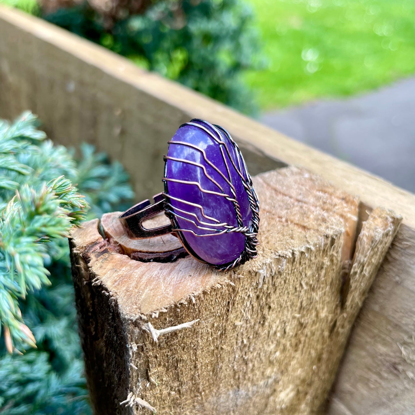 Amethyst Tree Of Life Antique Wire Wrapped Ring 💜🔮