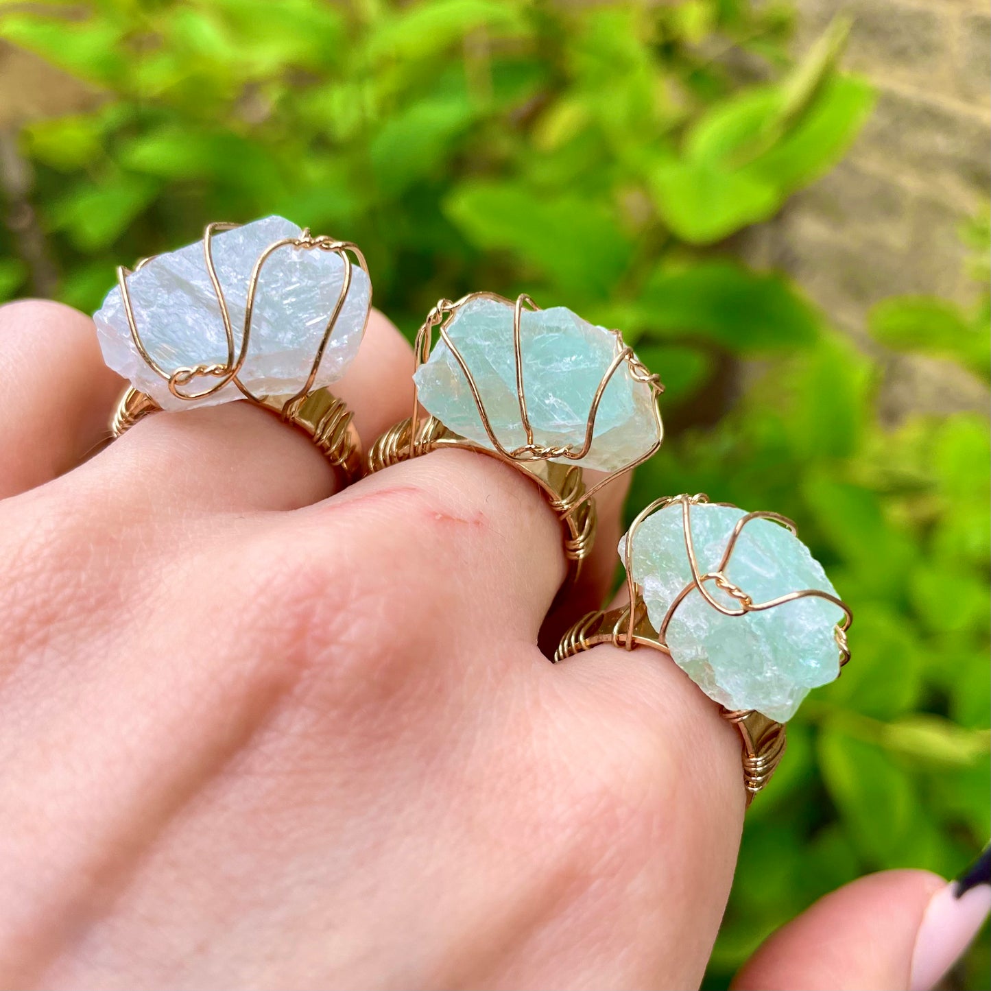 Green Fluorite Wire Wrapped Ring 💫💚