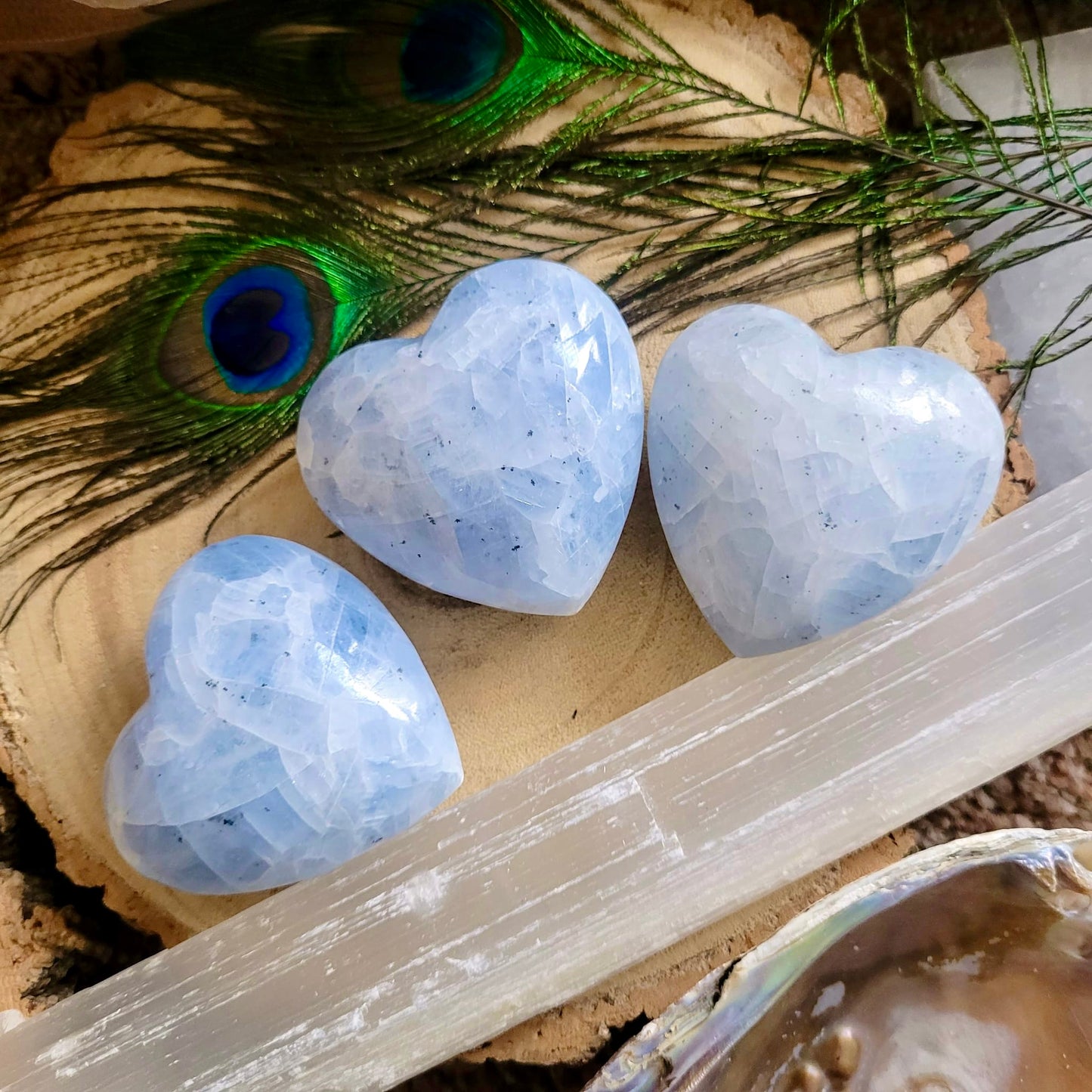 Blue Calcite Hearts 6-7cm