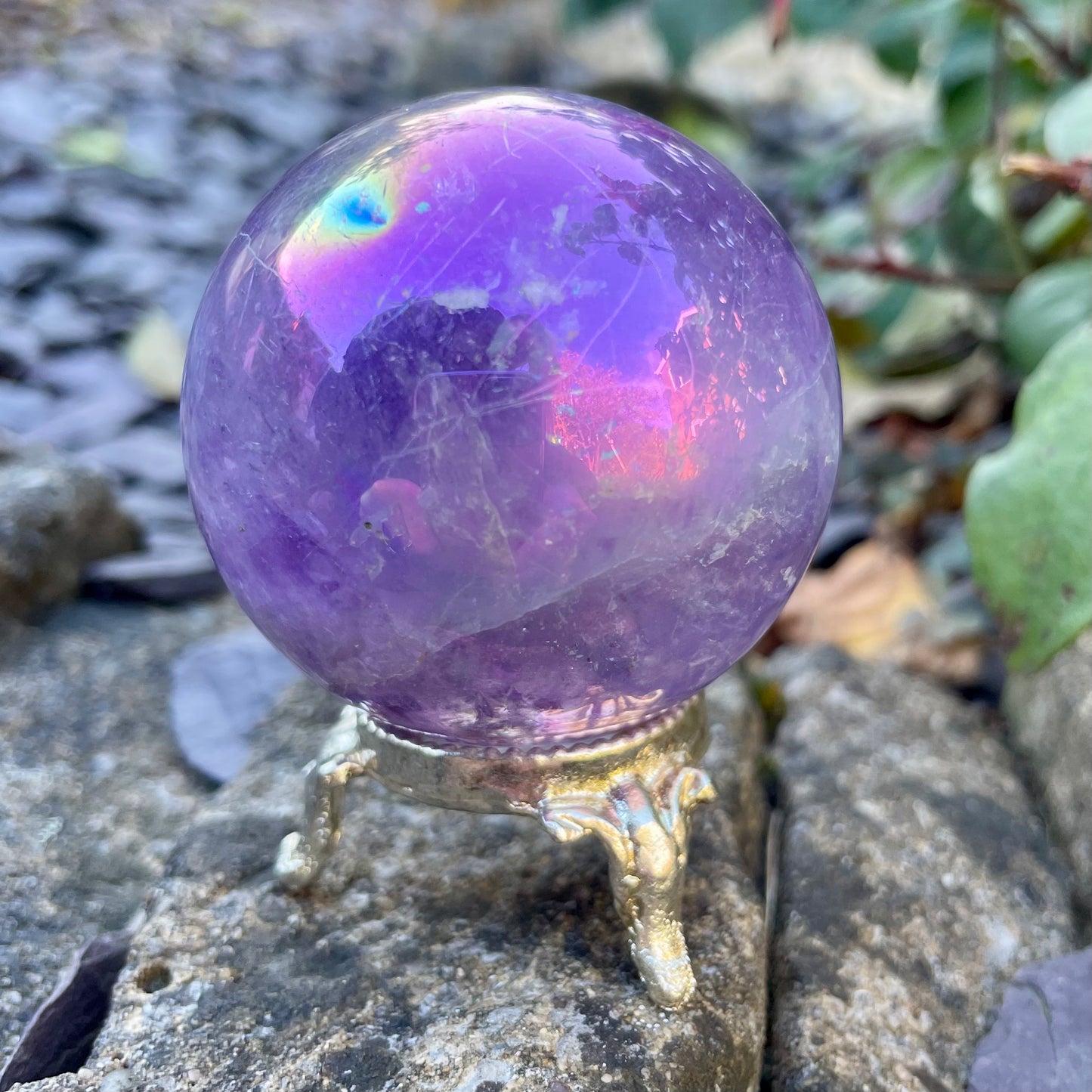 Aura Amethyst Sphere With Stand 🔮🌈