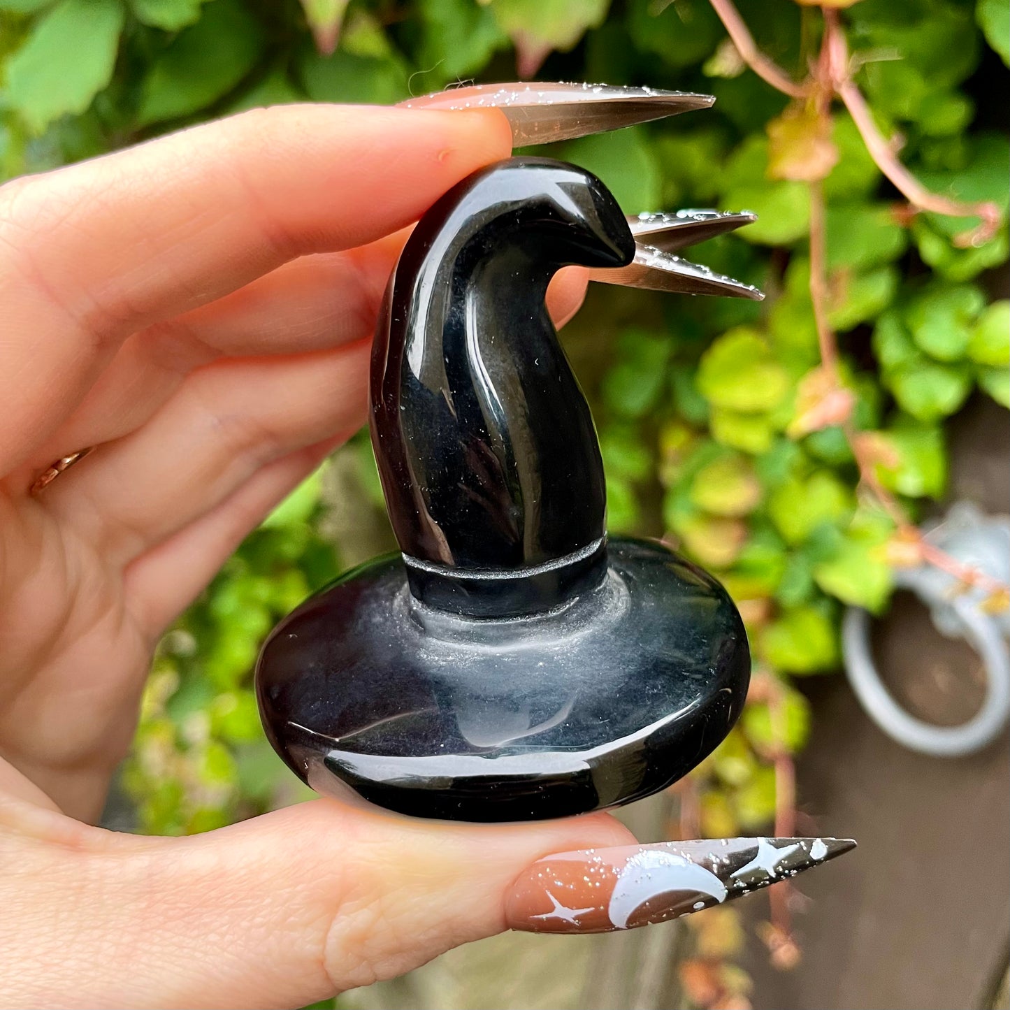 Black Obsidian Witches Hat 🧹🖤✨