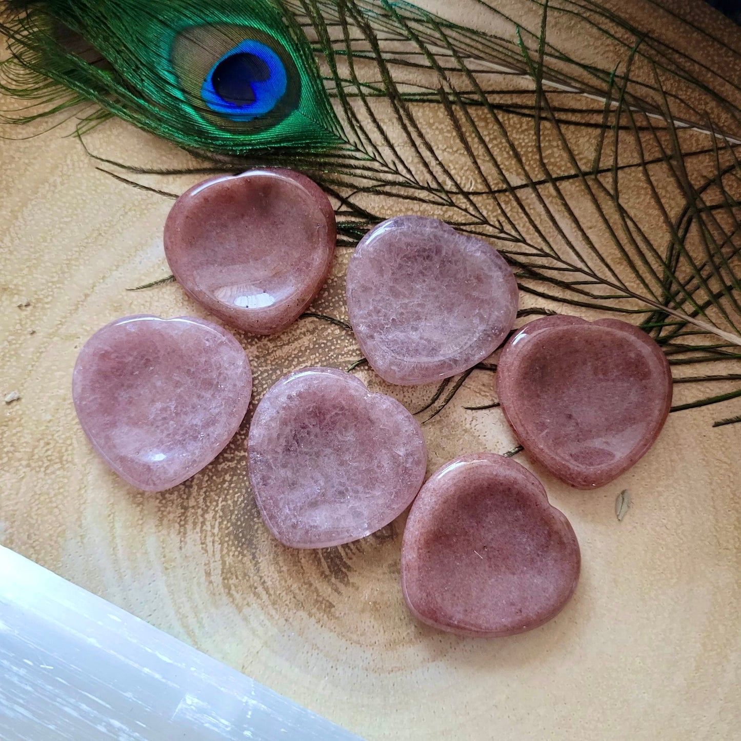 Strawberry Quartz Heart Worry Stones