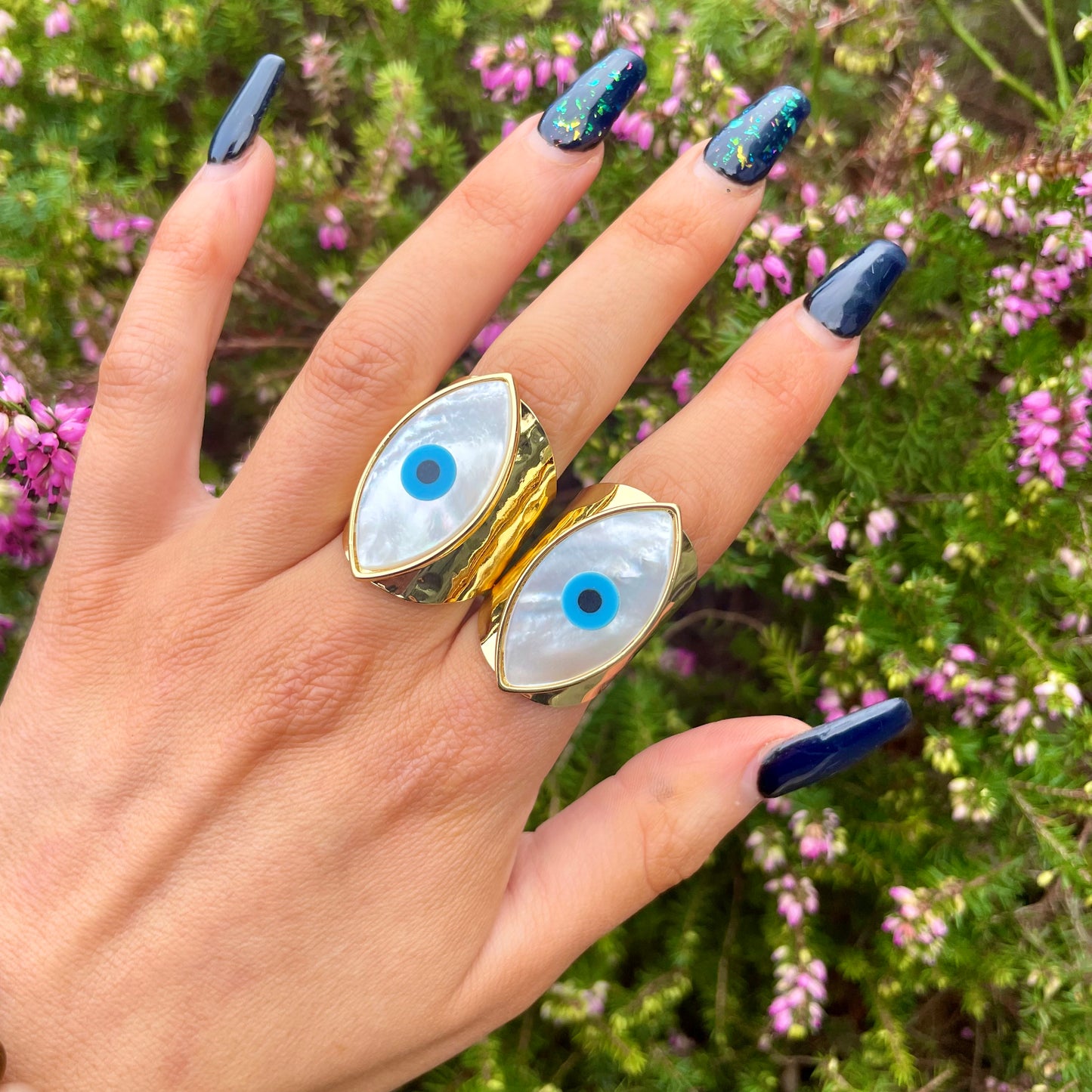 Pearl Evil Eye Cuff Ring 🐚🧿