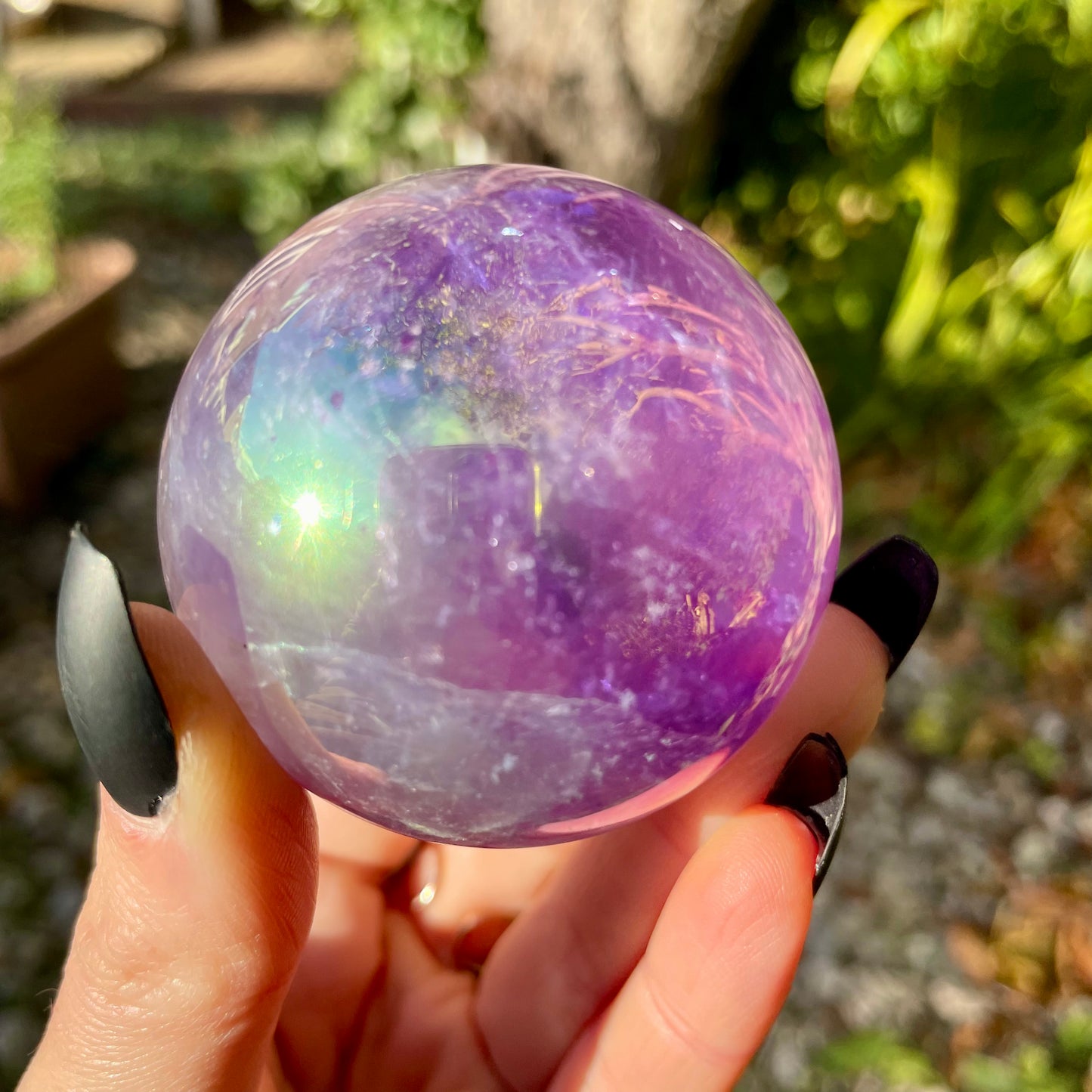 Aura Amethyst Sphere With Stand 🔮🌈