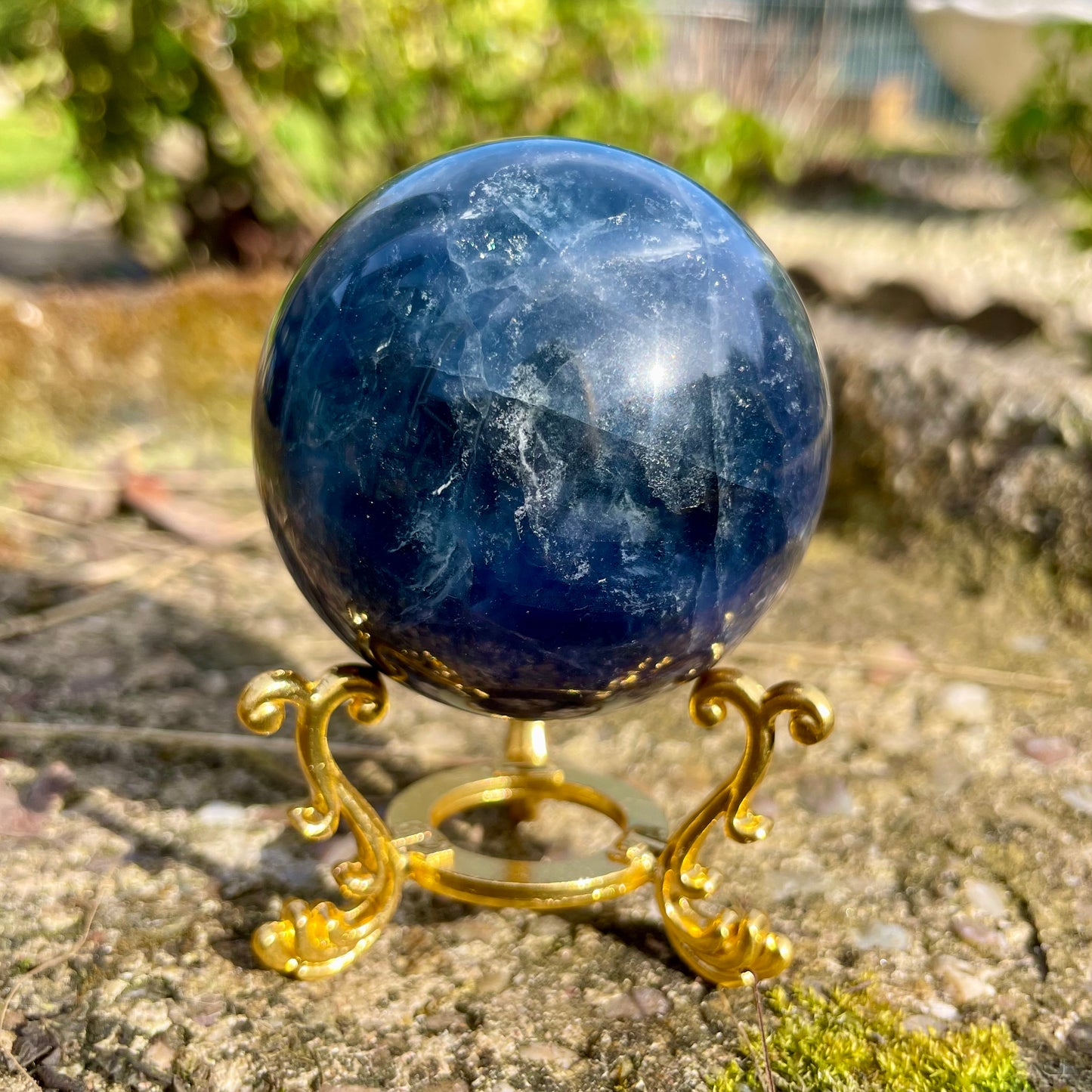 Blue Fluorite Spheres with Stand