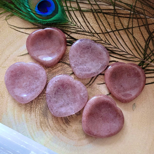 Strawberry Quartz Heart Worry Stones